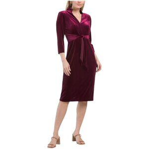 ADRIANNA PAPELL Three-quarter Sleeve Velvet Dress
